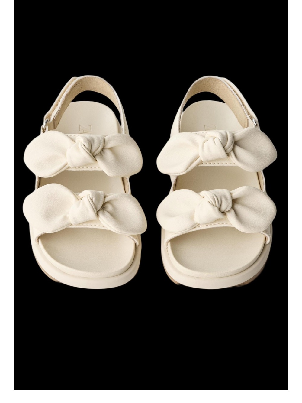 Zara Kids Cream Bow Double-Strap Sandals